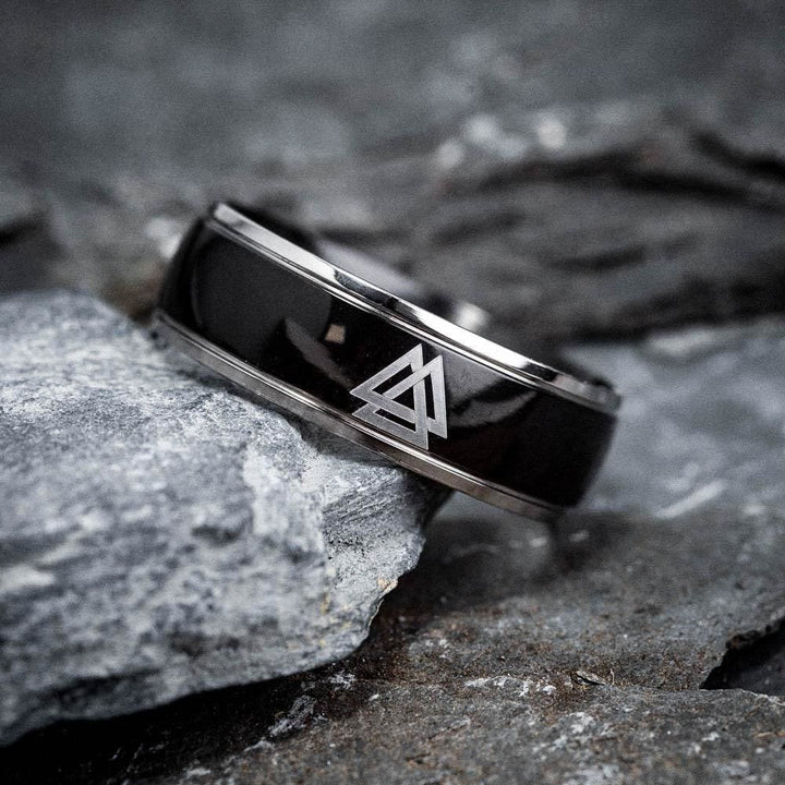 WorldNorse Schwarzer Valknut Individualitätsring