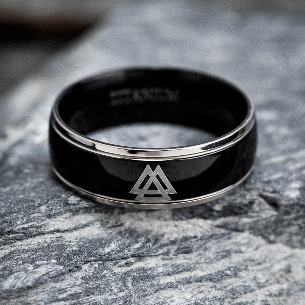 WorldNorse Schwarzer Valknut Individualitätsring