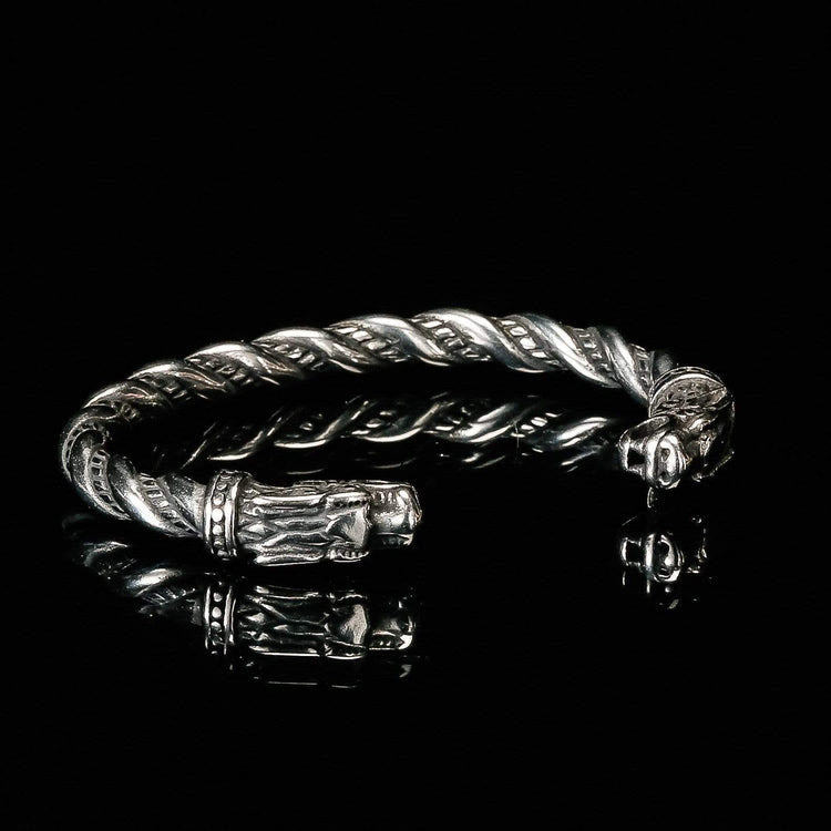 WorldNorse Viking Zweifarbiges Fenrir-Wolfskopf-Armband - Silber# 1 - image 0
