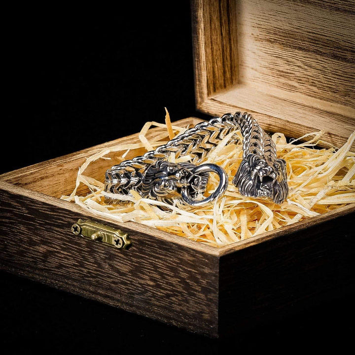WorldNorse Wikinger-Armband mit doppeltem Löwenkopf