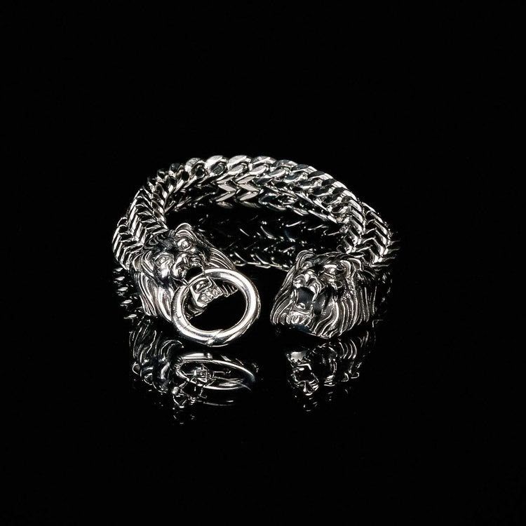 WorldNorse Wikinger-Armband mit doppeltem Löwenkopf