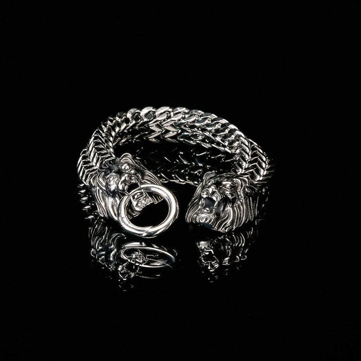 WorldNorse Wikinger-Armband mit doppeltem Löwenkopf