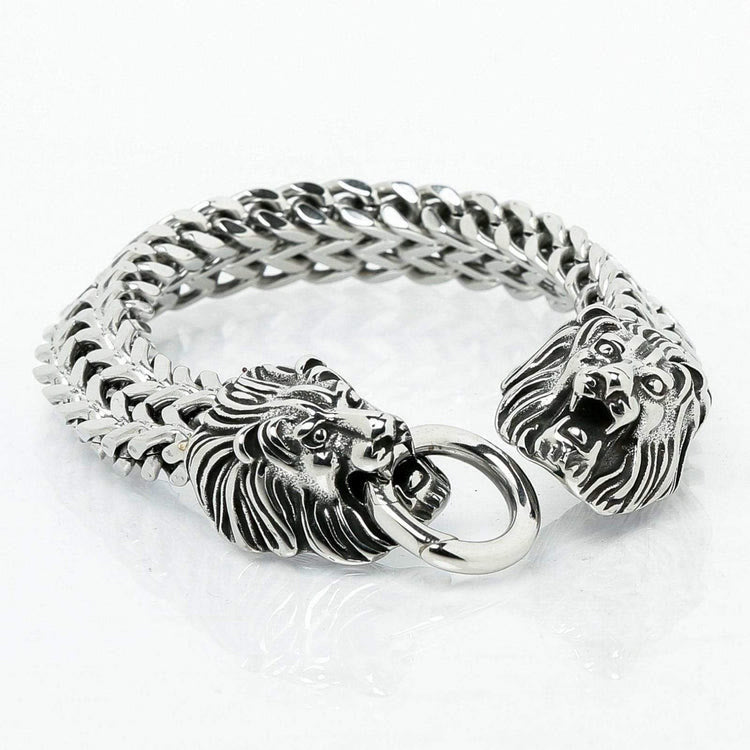 WorldNorse Wikinger-Armband mit doppeltem Löwenkopf