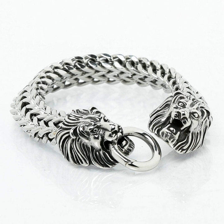WorldNorse Wikinger-Armband mit doppeltem Löwenkopf