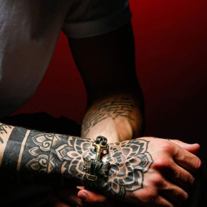 WorldNorse Wolf Fenrirs Kopf im Lederarmband