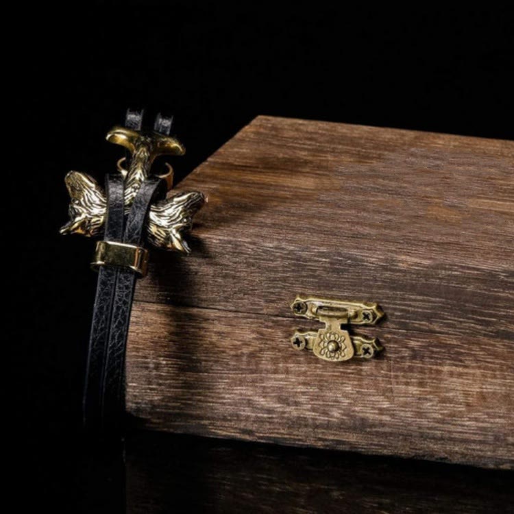 WorldNorse Wolf Fenrirs Kopf im Lederarmband