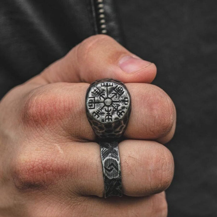 WorldNorse Silber Vegvisir Kompass Totem Odin Ring