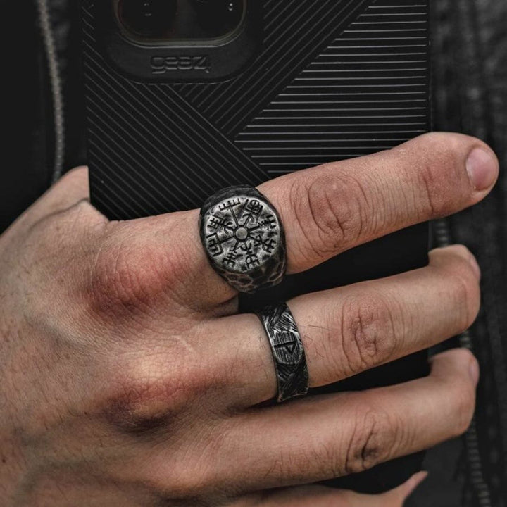 WorldNorse Silber Vegvisir Kompass Totem Odin Ring