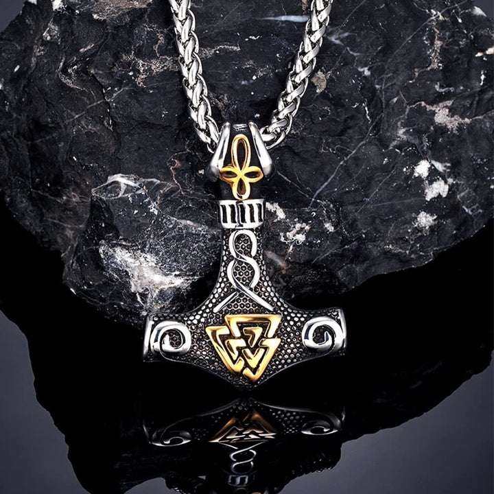 WorldNordische Wikinger-Halskette mit Thor , Mjölnir und Valknut