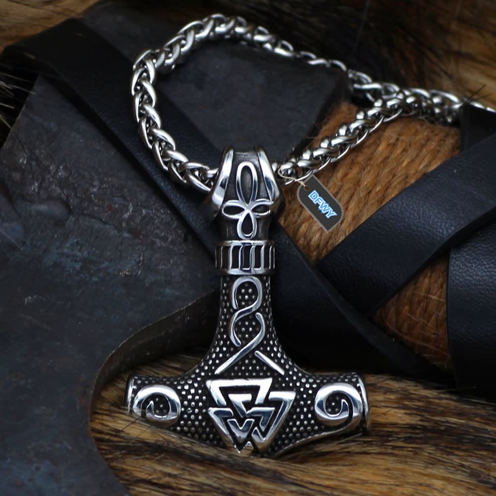 WorldNordische Wikinger-Halskette mit Thor , Mjölnir und Valknut