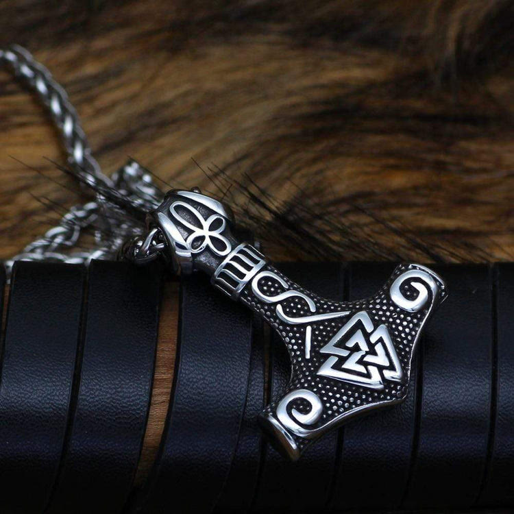 WorldNordische Wikinger-Halskette mit Thor , Mjölnir und Valknut