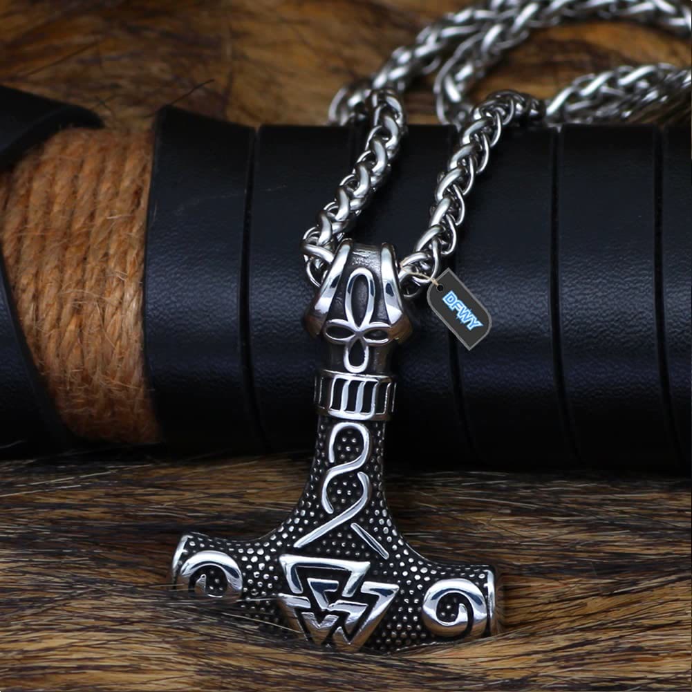 WorldNordische Wikinger-Halskette mit Thor , Mjölnir und Valknut