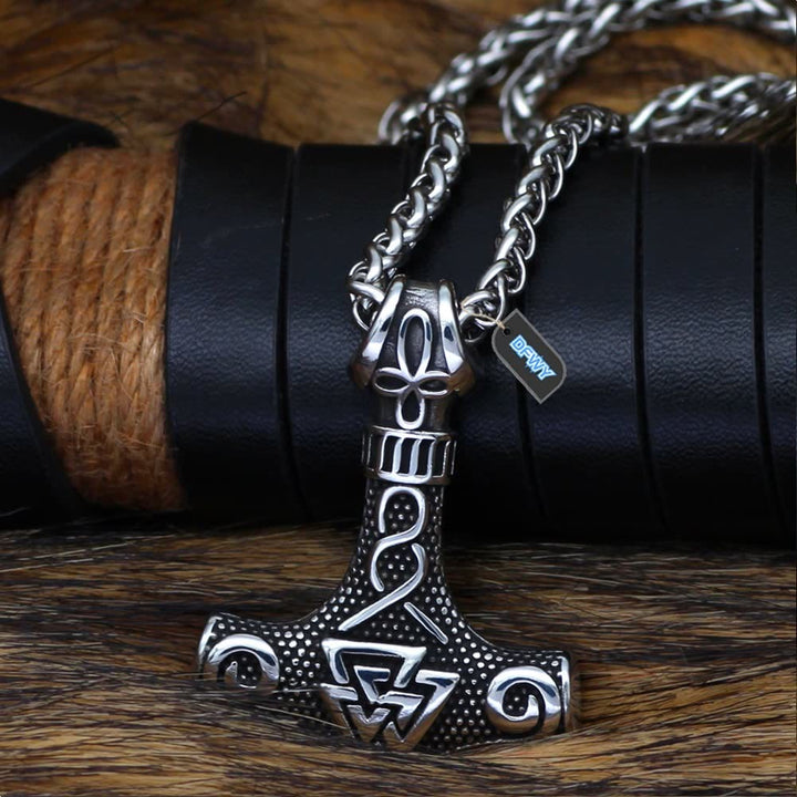 WorldNordische Wikinger-Halskette mit Thor , Mjölnir und Valknut
