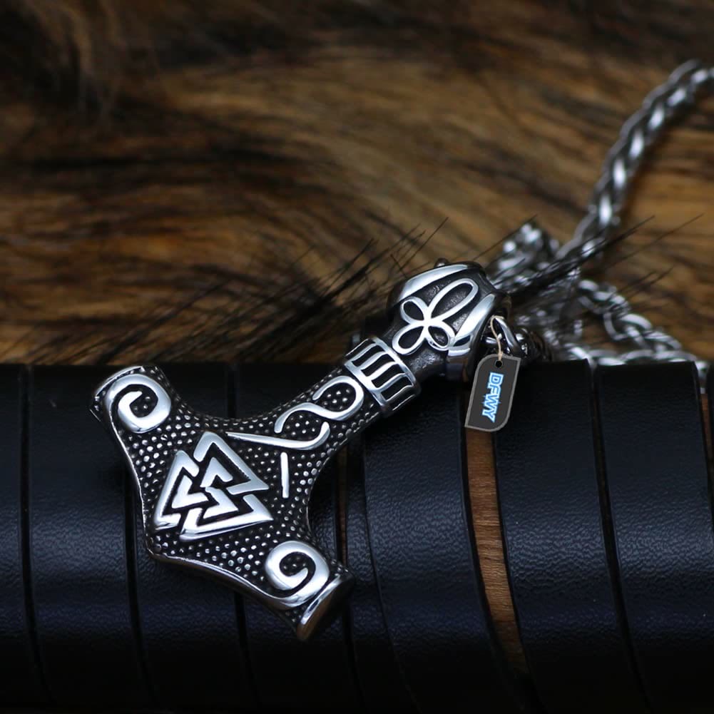WorldNordische Wikinger-Halskette mit Thor , Mjölnir und Valknut