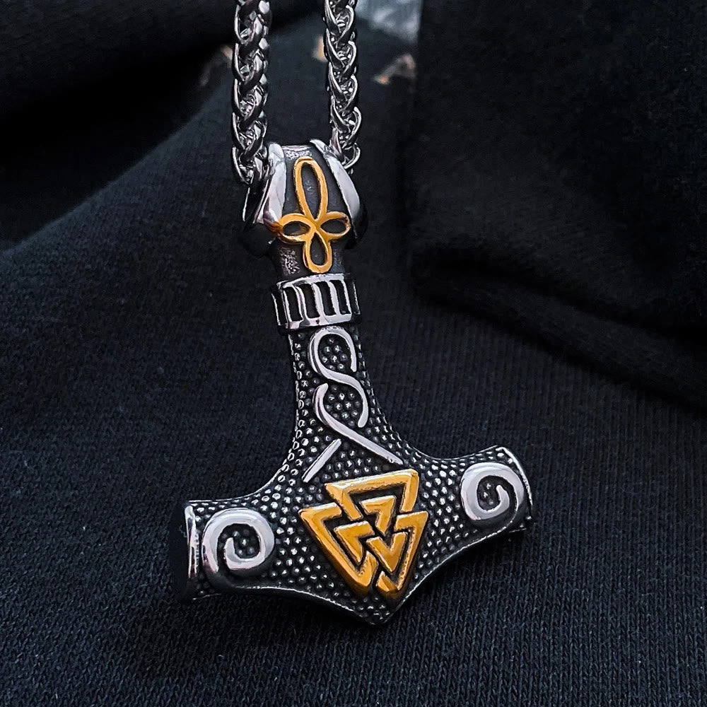 WorldNordische Wikinger-Halskette mit Thor , Mjölnir und Valknut