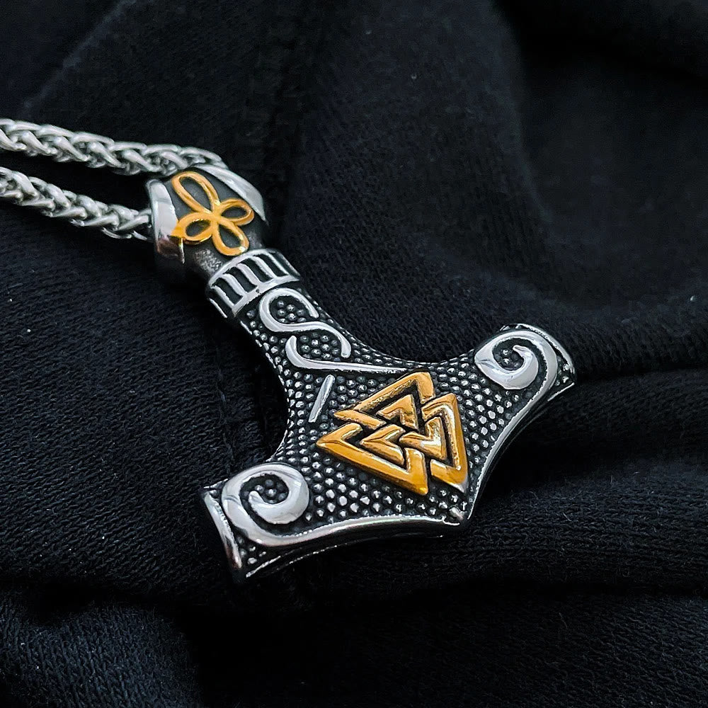 WorldNordische Wikinger-Halskette mit Thor , Mjölnir und Valknut