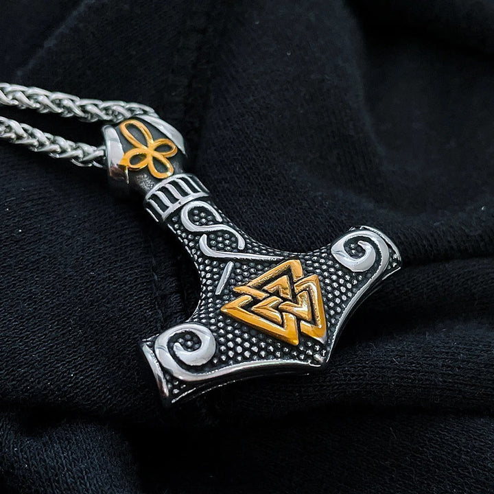 WorldNordische Wikinger-Halskette mit Thor , Mjölnir und Valknut