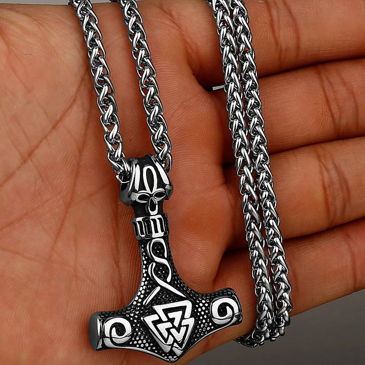 WorldNordische Wikinger-Halskette mit Thor , Mjölnir und Valknut