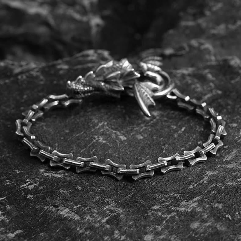 WorldNorse Gothic Style Drachenknochenkette Drachenkopf-Armband