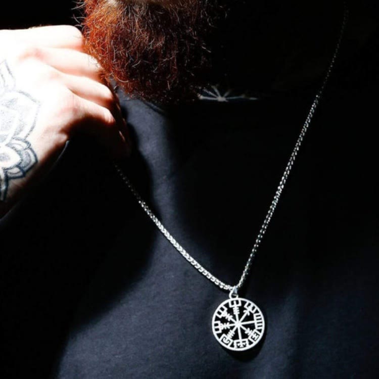 WorldNorse Klassische Wikinger-Halskette mit Vegvisir -Kompass