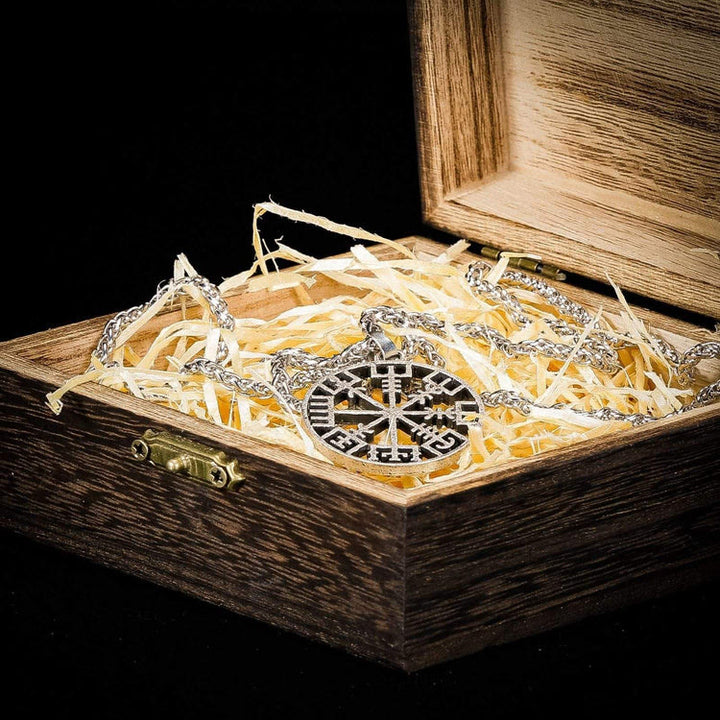 WorldNorse Klassische Wikinger-Halskette mit Vegvisir -Kompass