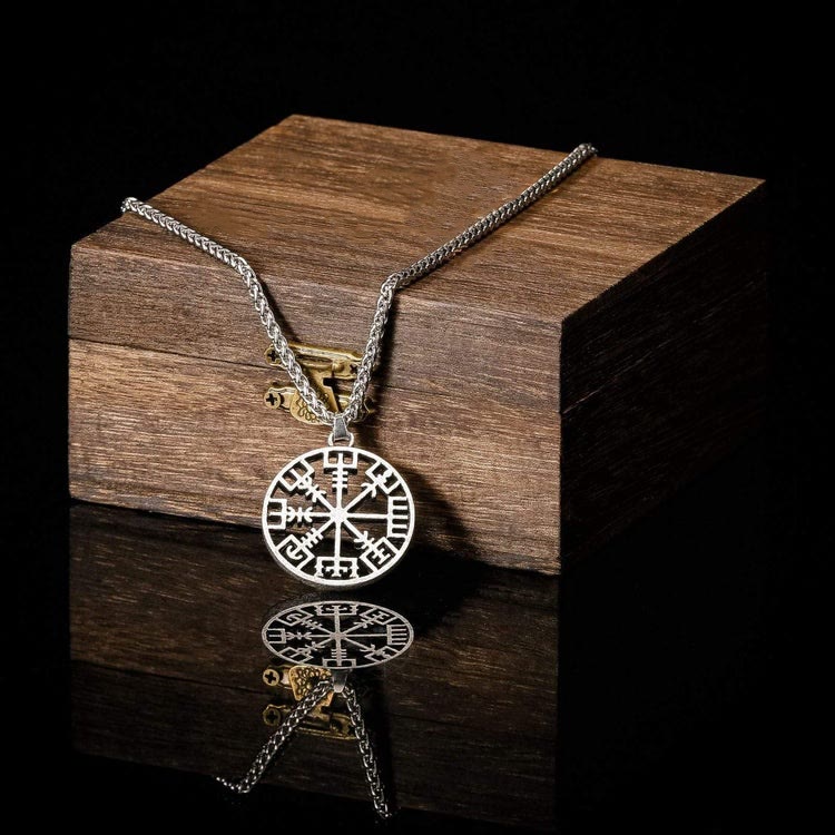 WorldNorse Klassische Wikinger-Halskette mit Vegvisir -Kompass