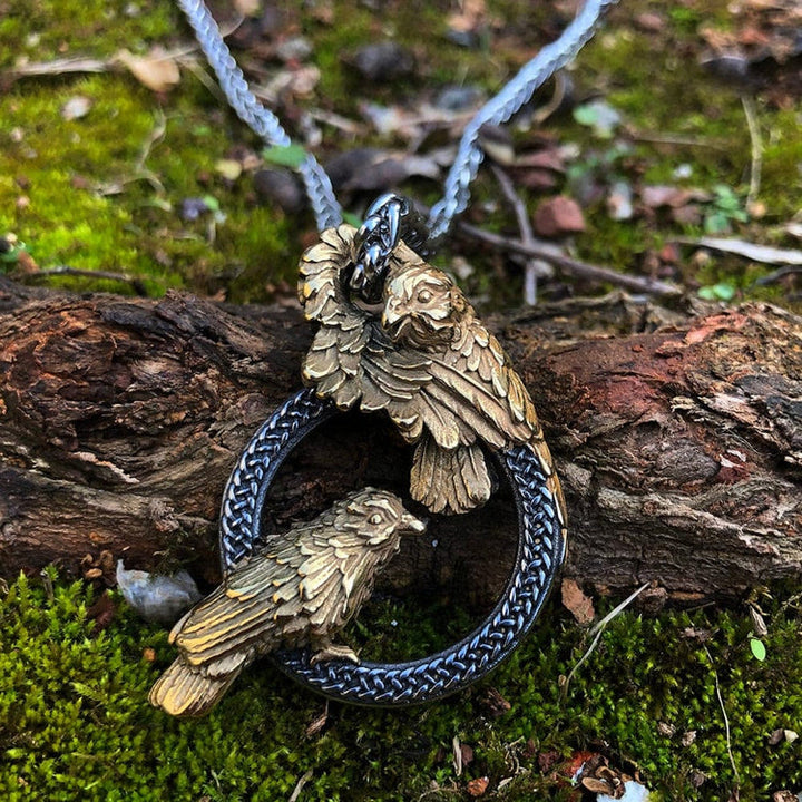 WorldNorse Handgefertigte Odins Raben Huginn and Muninn Halskette