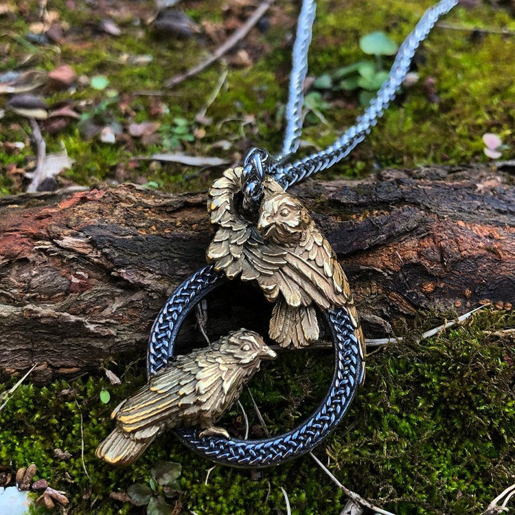 WorldNorse Handgefertigte Odins Raben Huginn and Muninn Halskette