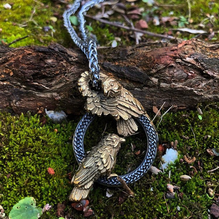 WorldNorse Handgefertigte Odins Raben Huginn and Muninn Halskette