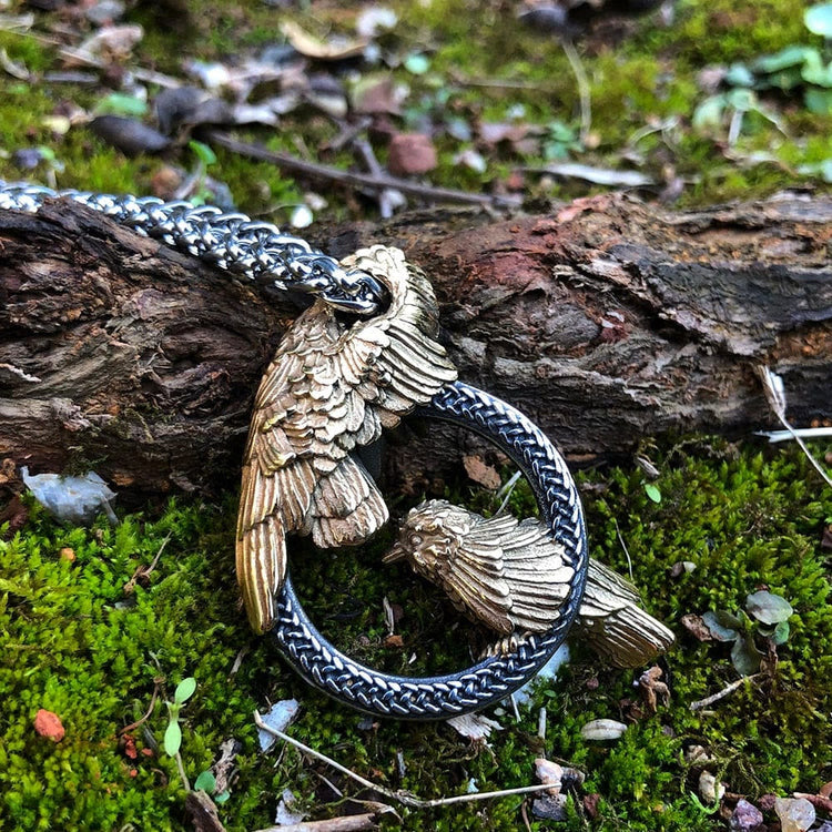 WorldNorse Handgefertigte Odins Raben Huginn and Muninn Halskette