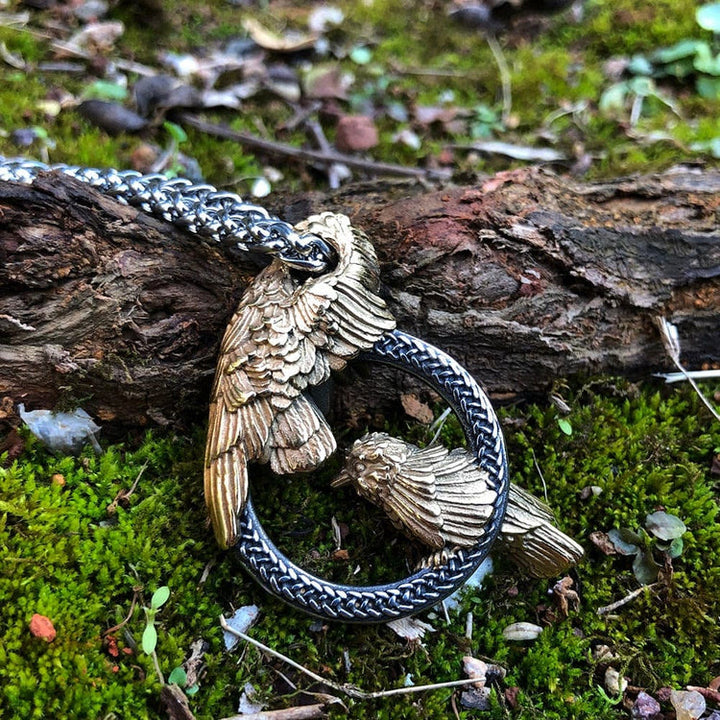 WorldNorse Handgefertigte Odins Raben Huginn and Muninn Halskette