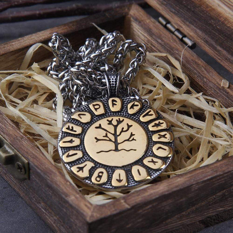 WorldNorse Baum des Lebens und Rune Symbol Halskette