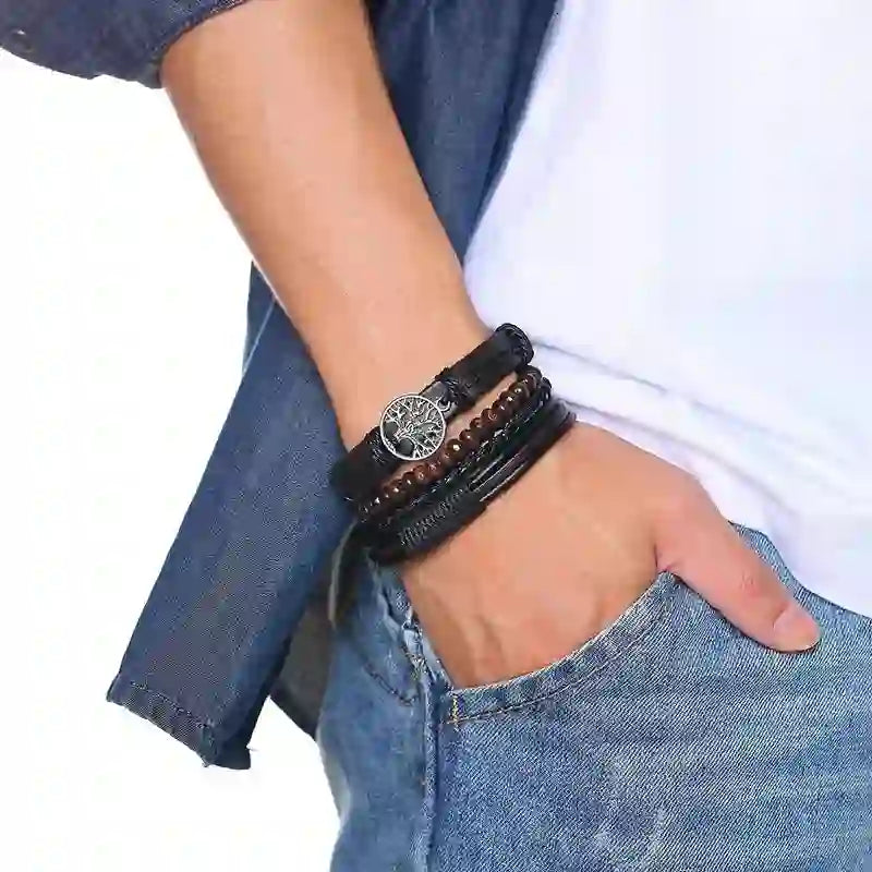 WorldNorse Baum des Lebens handgefertigtes Lederarmband