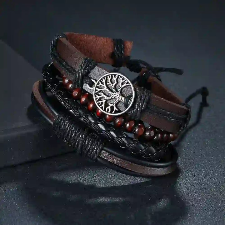 WorldNorse Baum des Lebens handgefertigtes Lederarmband