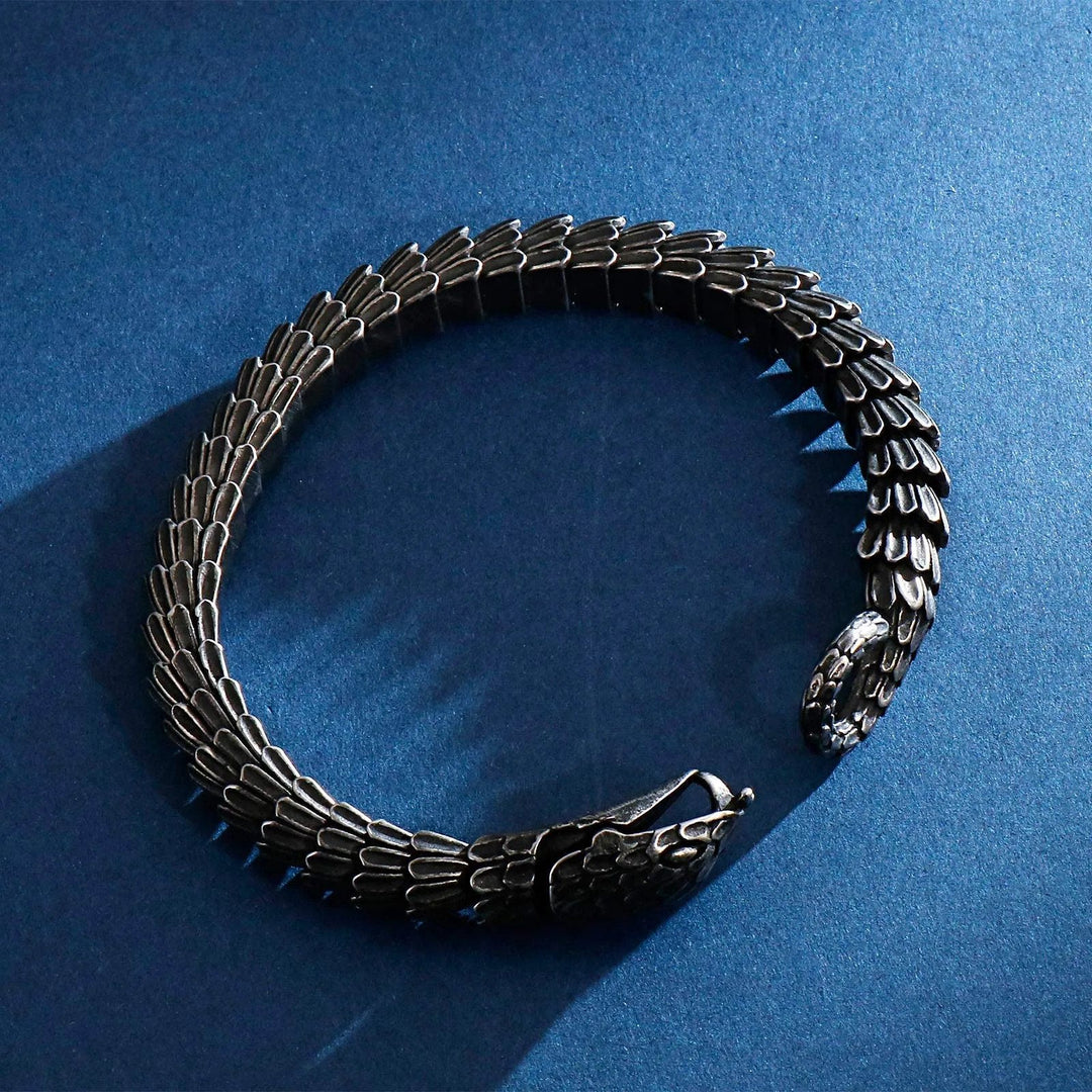 WorldNorse Retro-Armreif mit Schlangenschuppen, Schwarz