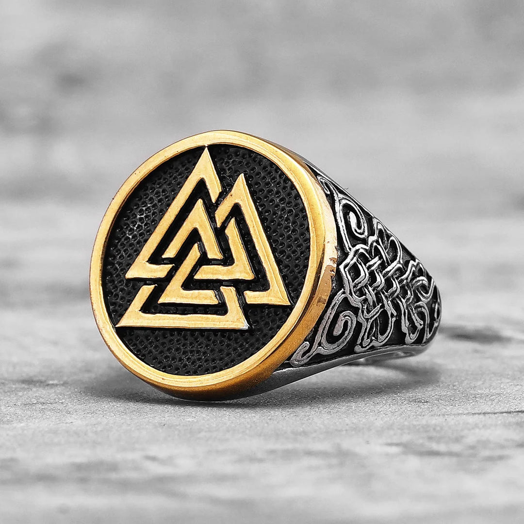 WorldNorse Keltischer Knoten und Valknut Wikinger Ring