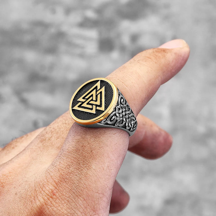 WorldNorse Keltischer Knoten und Valknut Wikinger Ring