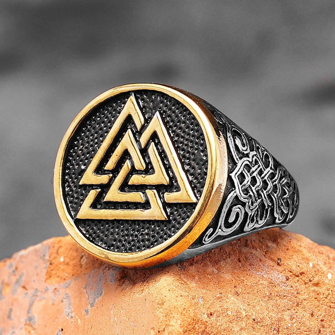 WorldNorse Keltischer Knoten und Valknut Wikinger Ring