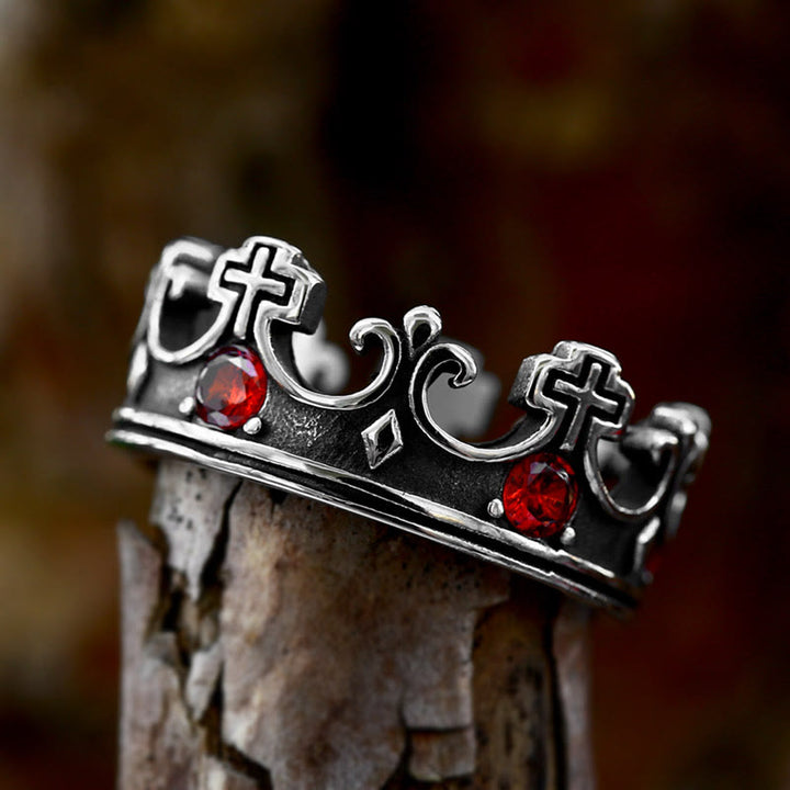 WorldNorse Gothic Krone Muster Kreuz Abstrakt Ring