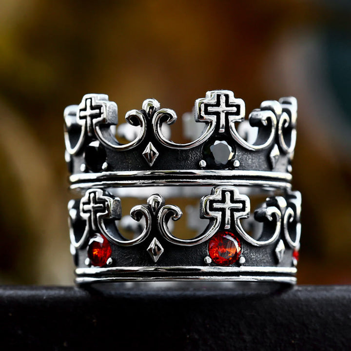 WorldNorse Gothic Krone Muster Kreuz Abstrakt Ring
