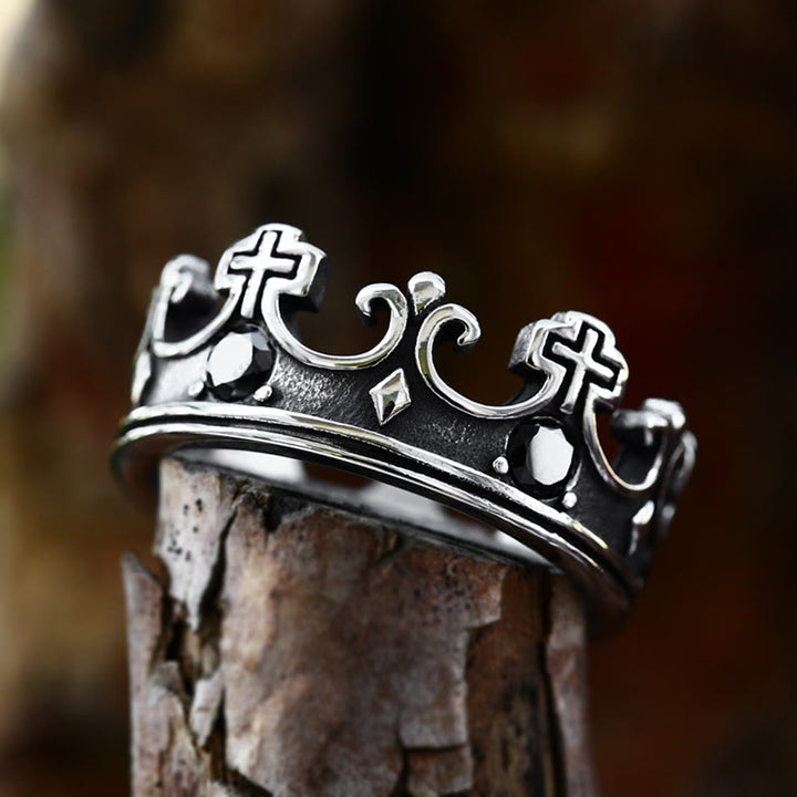 WorldNorse Gothic Krone Muster Kreuz Abstrakt Ring