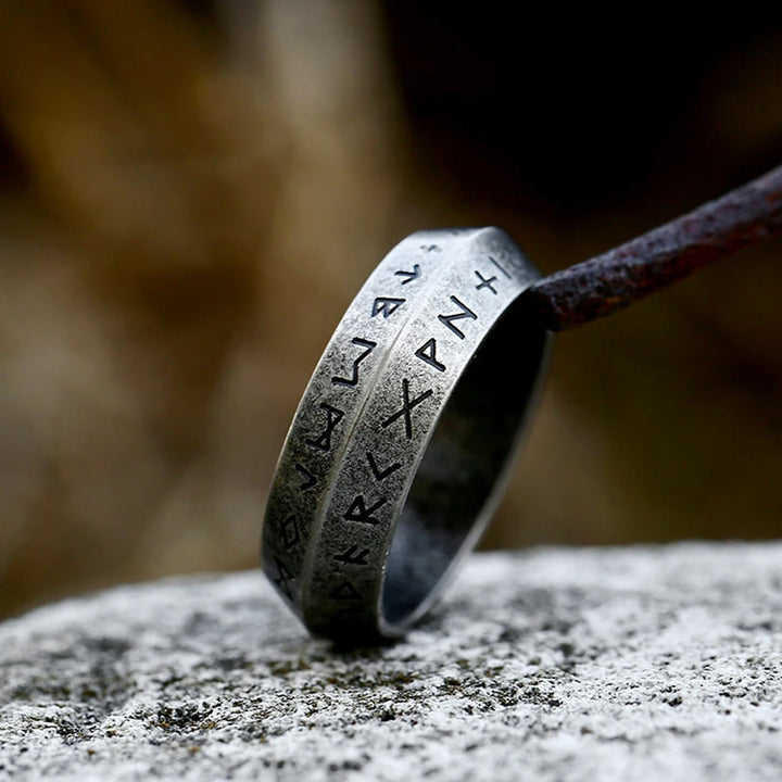 WorldNorse Vintage Wikinger Rune Retro Silber Schwarz Ring