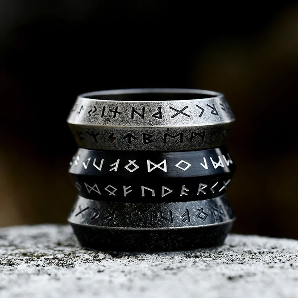 WorldNorse Vintage Wikinger Rune Retro Silber Schwarz Ring