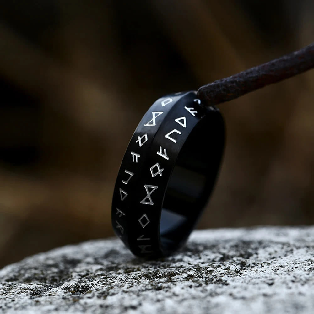 WorldNorse Vintage Wikinger Rune Retro Silber Schwarz Ring