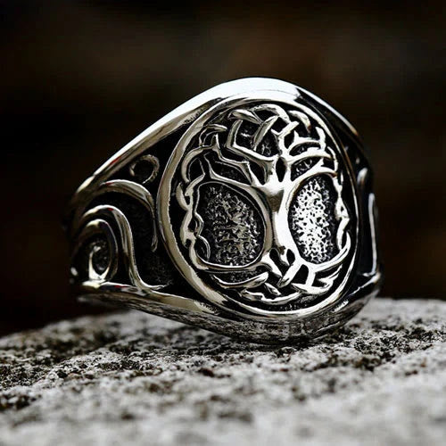 WorldNorse Vintage Yggdrasil Baum des Lebens Edelstahlring