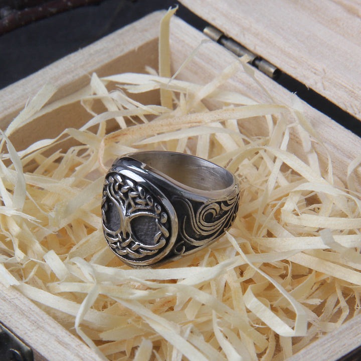 WorldNorse Vintage Yggdrasil Baum des Lebens Edelstahlring