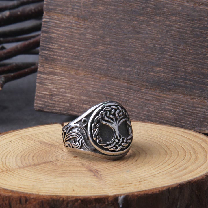 WorldNorse Vintage Yggdrasil Baum des Lebens Edelstahlring