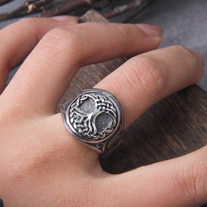 WorldNorse Vintage Yggdrasil Baum des Lebens Edelstahlring