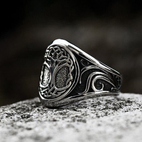 WorldNorse Vintage Yggdrasil Baum des Lebens Edelstahlring