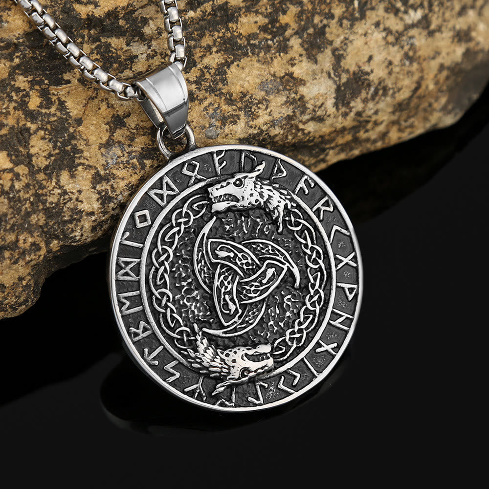 WorldNorse Viking Rune Dreifaches Horn von Odin Drachen Halskette